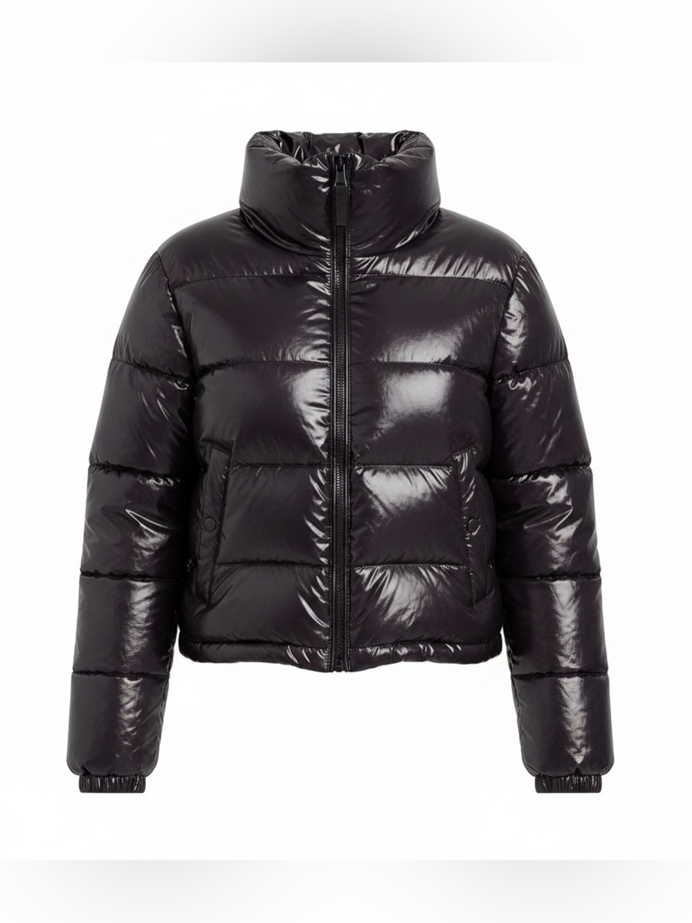 Aqua Glossy Black Puffer Jacket - Picture 1 of 3